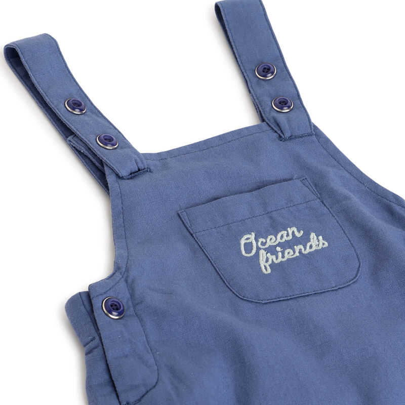 Boys Medium Light Blue Applique Short Dungaree image number 2